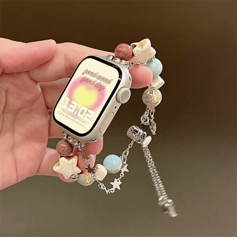 Bracelet Montre Perles & Cristaux – Compatible Apple Watch 38-45mm | 10 Coloris, Ajustable
