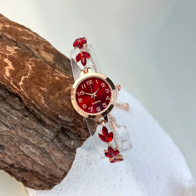 Montre Femme Quartz Élégante Bracelet Alliage Diamants