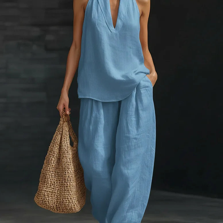 Ensemble 2 Pièces Femme Sans Manches Col V