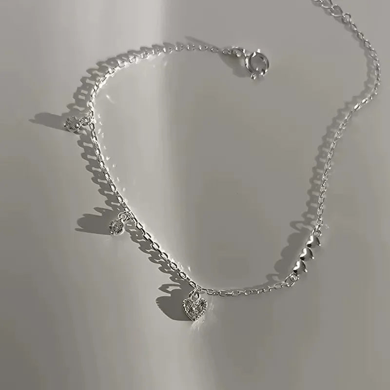 Bracelet Charm en Argent 925 & Zircon Cœur