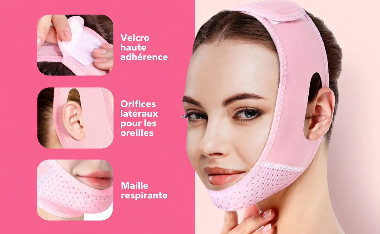 Masque V-Line Réutilisable – Sangle Liftante Anti-Double Menton & Visage Sculpté
