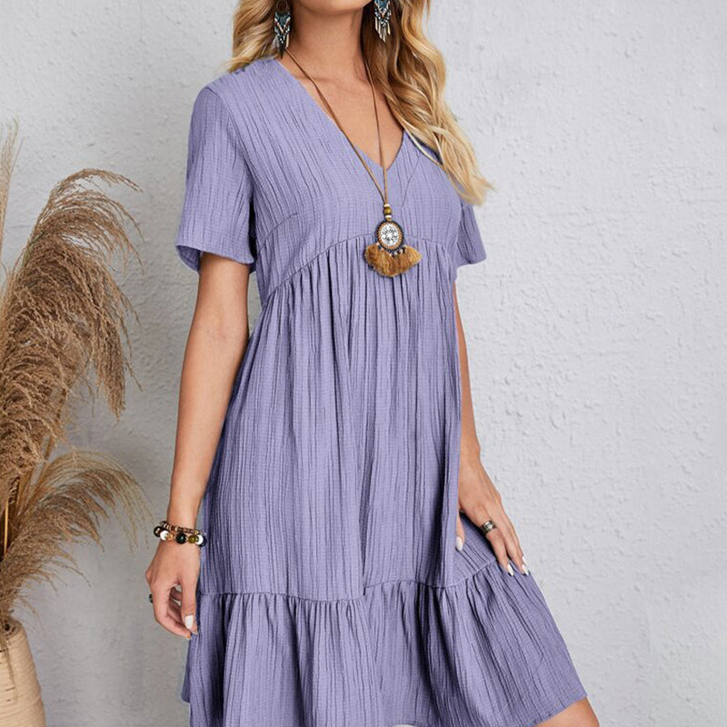 Robe Mini Bohème Femme Col V