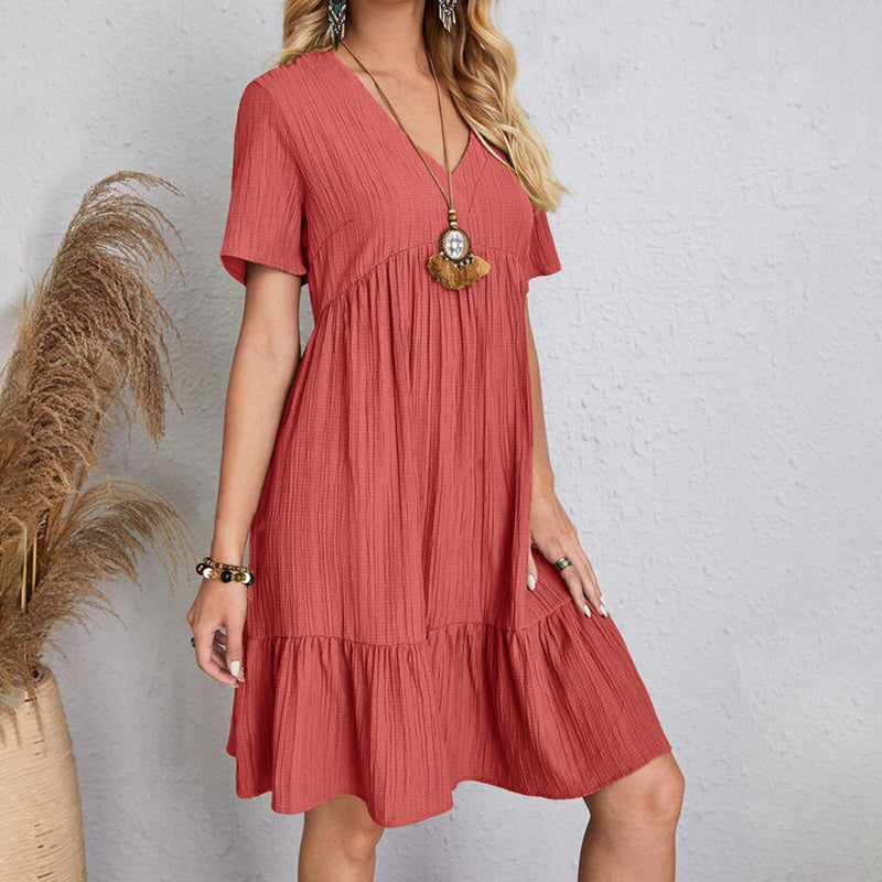 Robe Mini Bohème Femme Col V