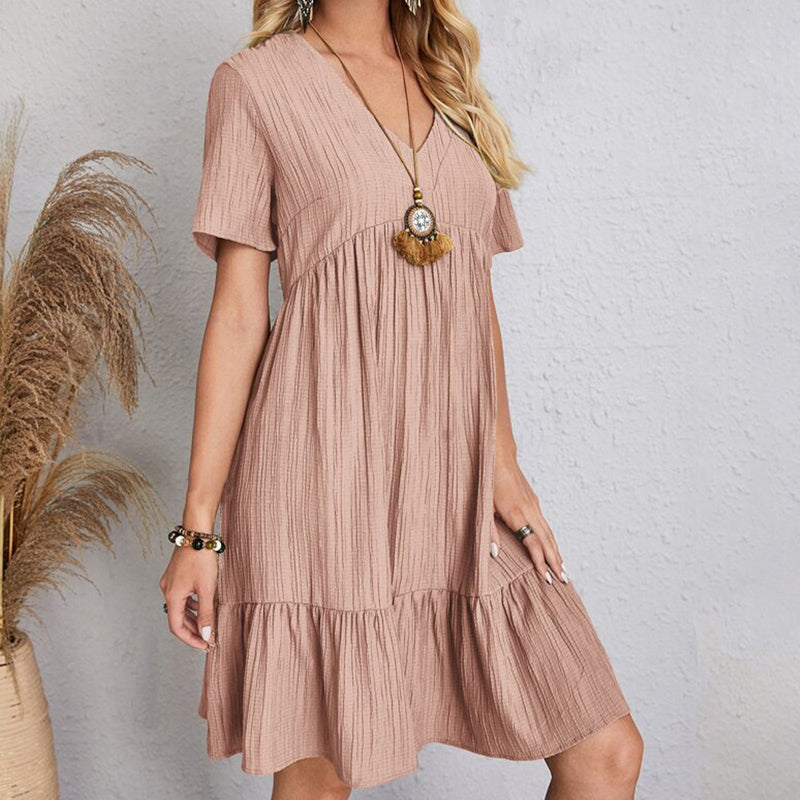 Robe Mini Bohème Femme Col V