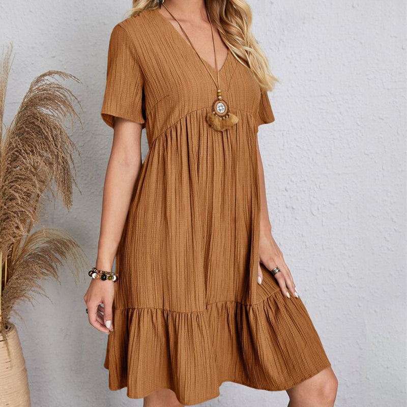 Robe Mini Bohème Femme Col V