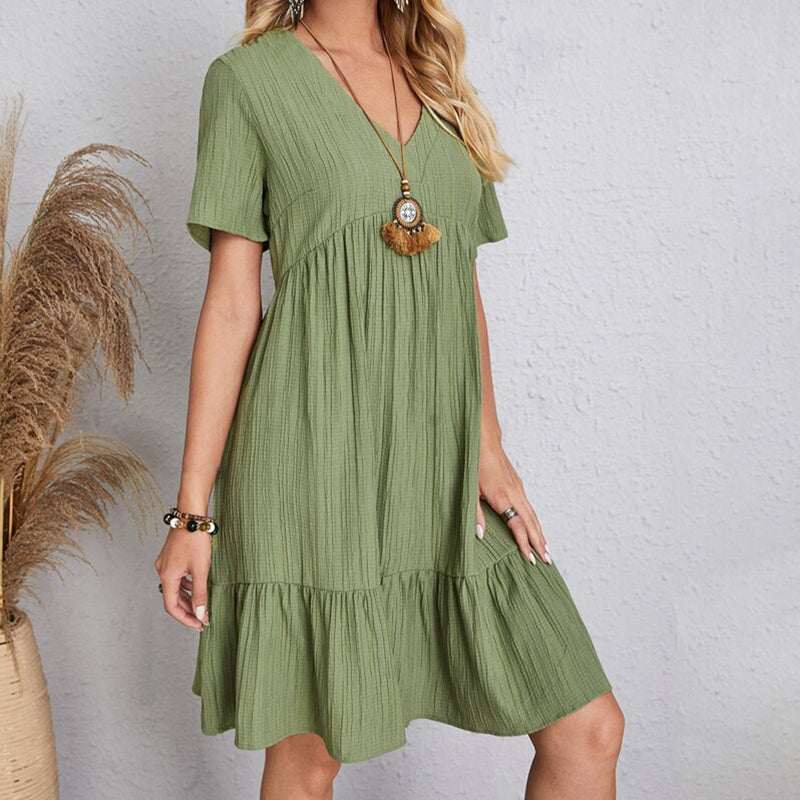 Robe Mini Bohème Femme Col V