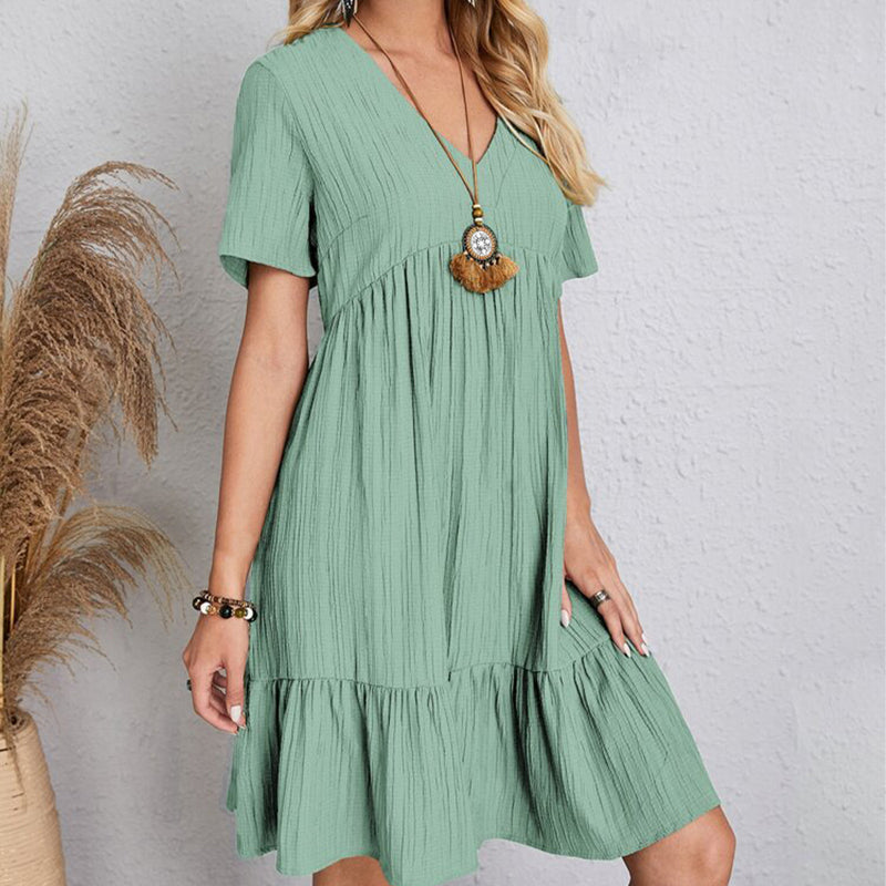 Robe Mini Bohème Femme Col V