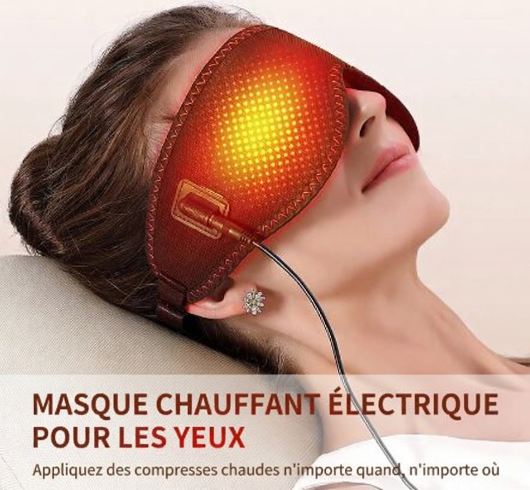 Masque Oculaire Chauffant Électrique – Compresse Chaude, Massage 3D & Anti-Fatigue Visuelle