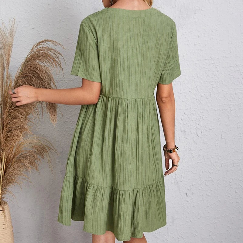 Robe Mini Bohème Femme Col V