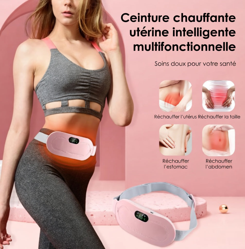 Ceinture Chauffante Menstruelle avec Massage Vibrant – Soulagement Crampes, 5 Températures
