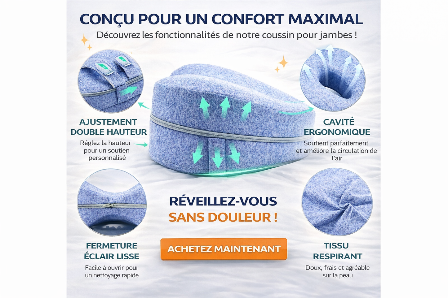 Oreiller d’alignement pour jambes