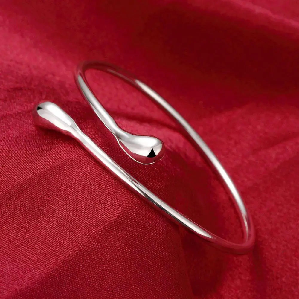 Parure Complète en Argent 925 Goutte d’Eau – Bracelet, Collier, Boucles & Bague | Cadeau Femme