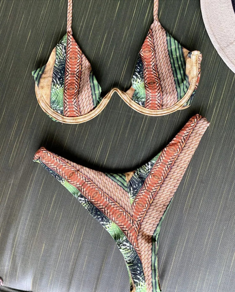 Bikini 2 Pièces Femme Imprimé Bohème