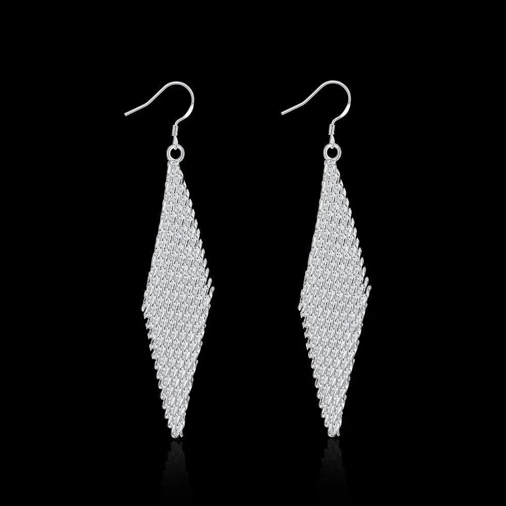 Boucles d’Oreilles Pendantes en Argent 925 Maille Tissée