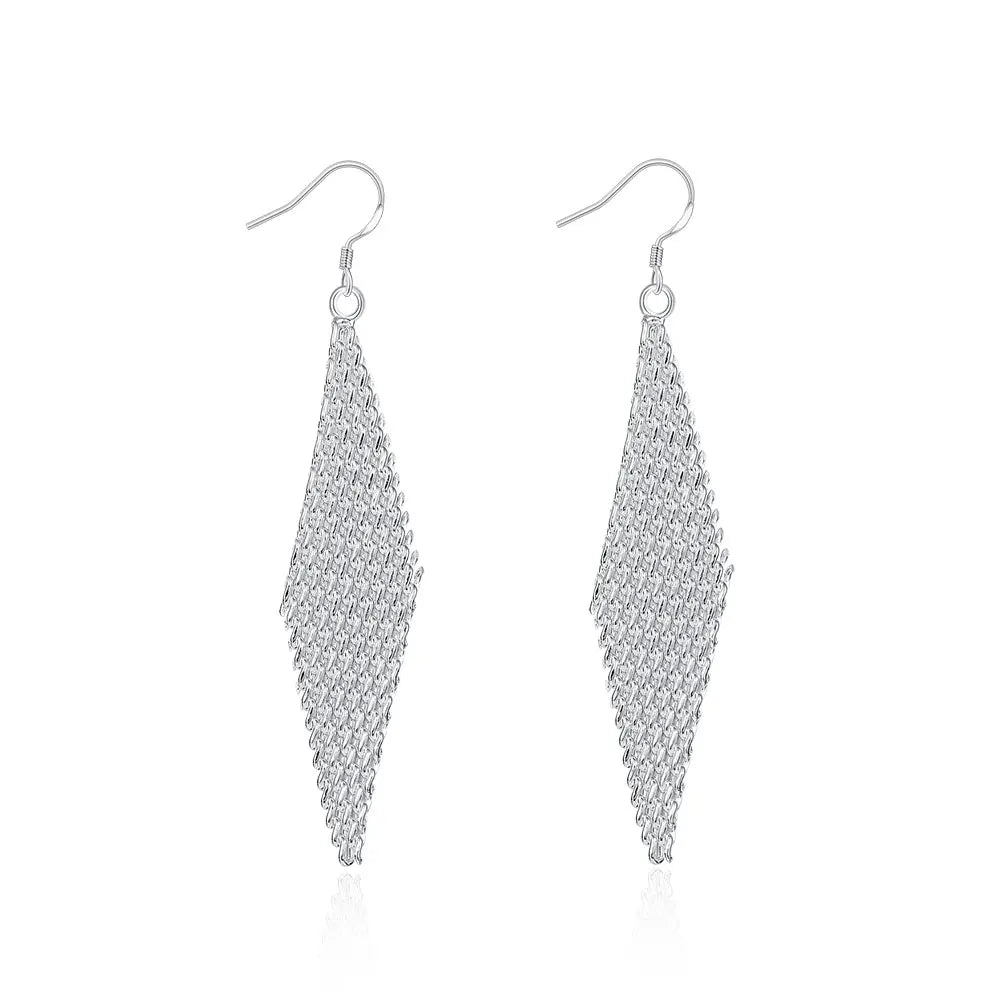 Boucles d’Oreilles Pendantes en Argent 925 Maille Tissée