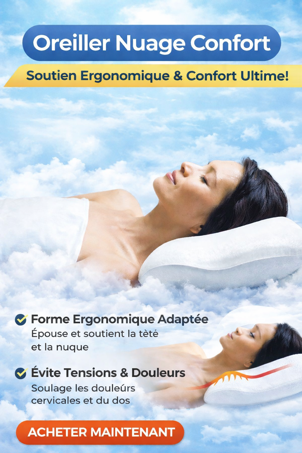 Oreiller orthopédique 3D