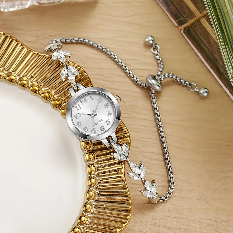 Montre Femme Fashion Diamants & Bracelet Ajustable – Style Casual Élégant