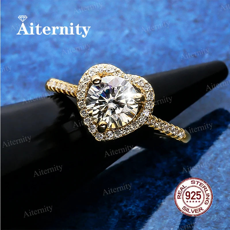 Bague Femme Argent 925 Moissanite & Zircon D VVS1