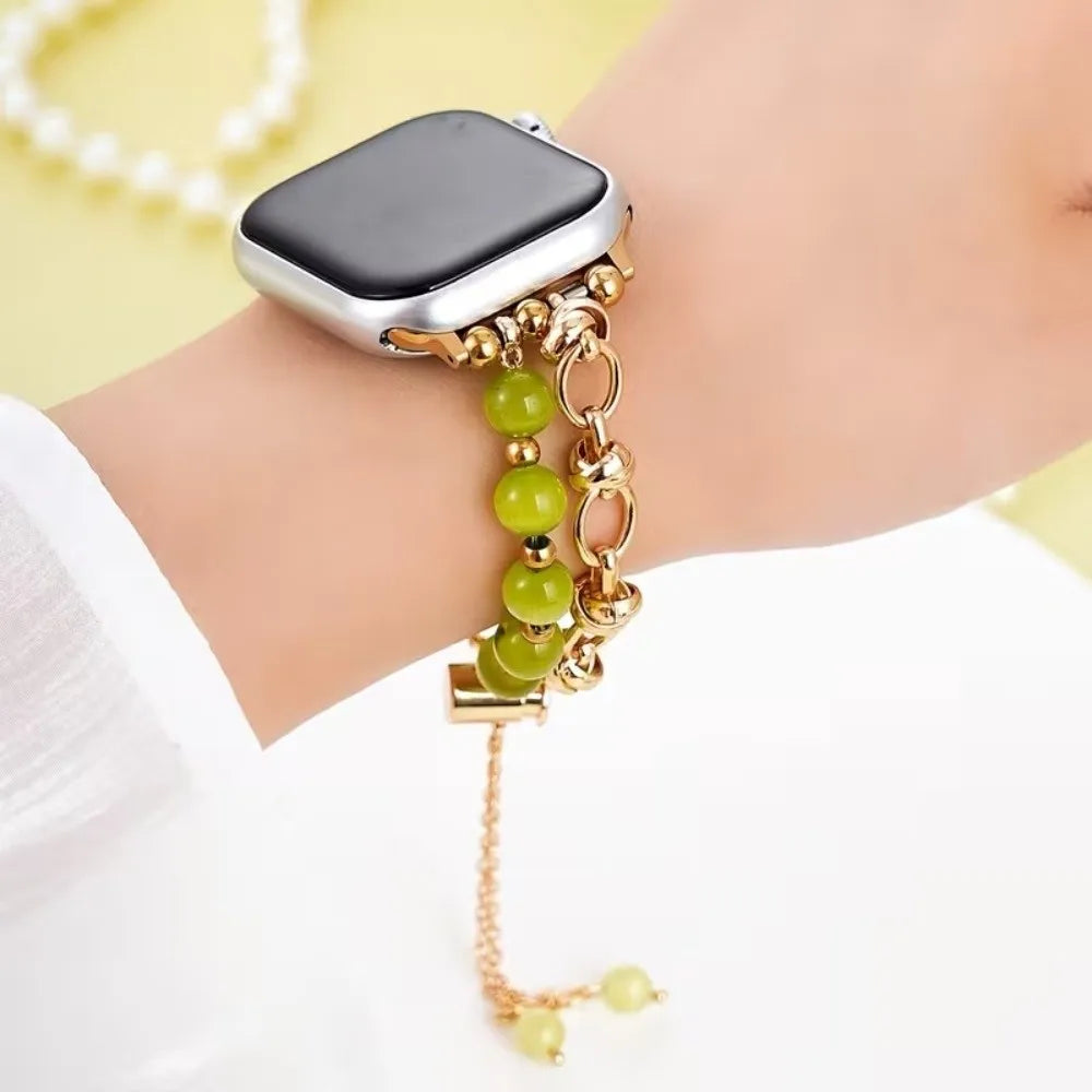 Bracelet Montre Perles & Cristaux – Compatible Apple Watch 38-45mm | 10 Coloris, Ajustable