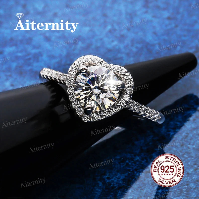 Bague Femme Argent 925 Moissanite & Zircon D VVS1