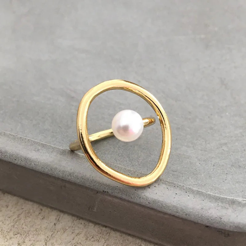 Bague Perle Vintage Géométrique Femme