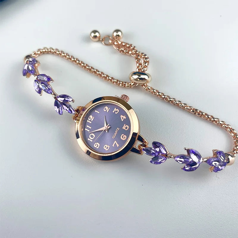 Montre Femme Fashion Diamants & Bracelet Ajustable – Style Casual Élégant