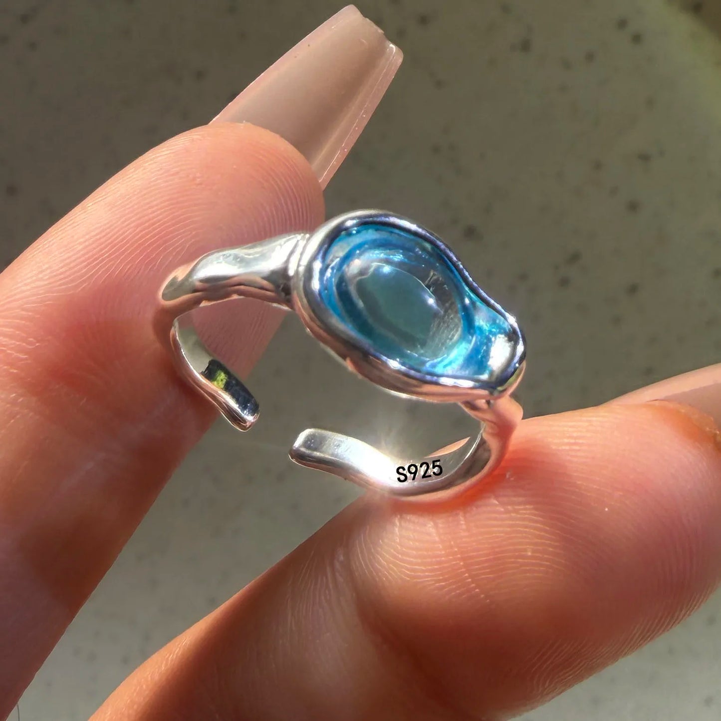 Bague Cocktail en Argent 925 & Zircon – Bijou Fin Minimaliste, Taille Ajustable, Anti-Allergie