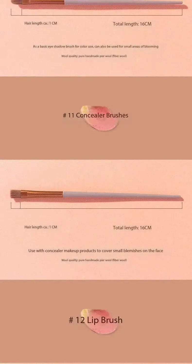 Set 13 Pinceaux Maquillage Ultra-Doux – Fond de Teint, Blush, Fard à Paupières & Contouring