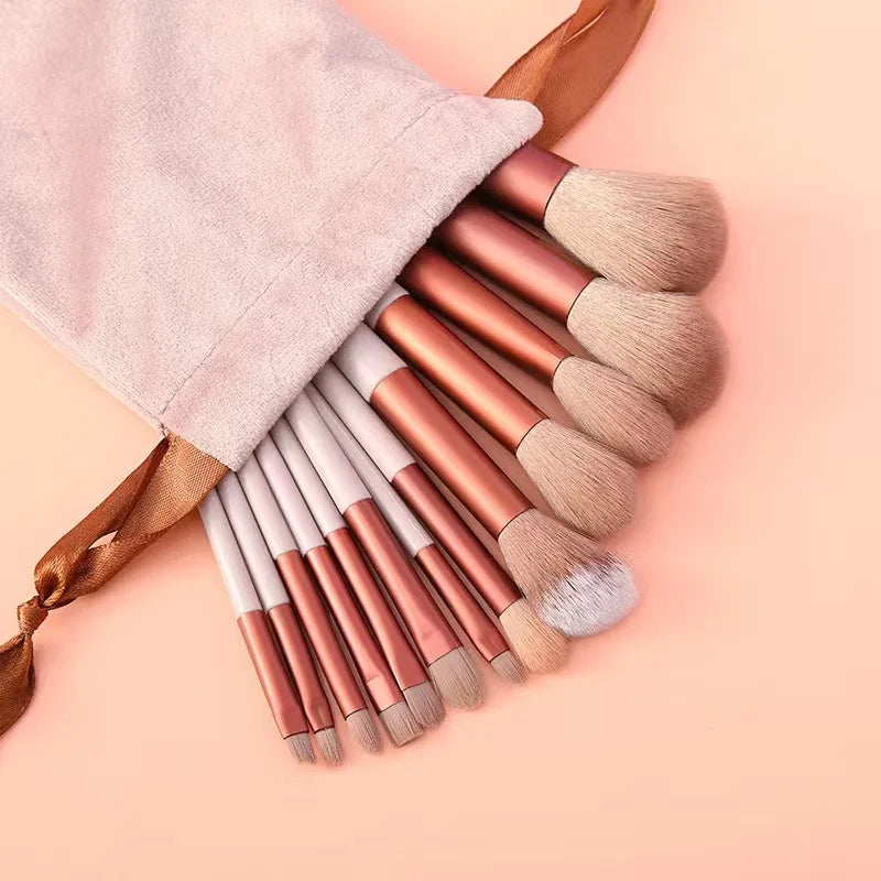 Set 13 Pinceaux Maquillage Ultra-Doux – Fond de Teint, Blush, Fard à Paupières & Contouring
