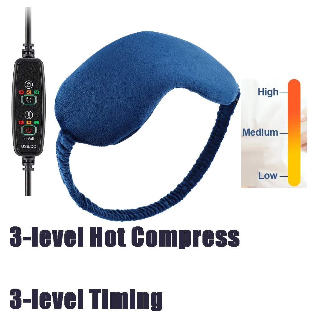 Masque Oculaire Chauffant Électrique – Compresse Chaude, Massage 3D & Anti-Fatigue Visuelle