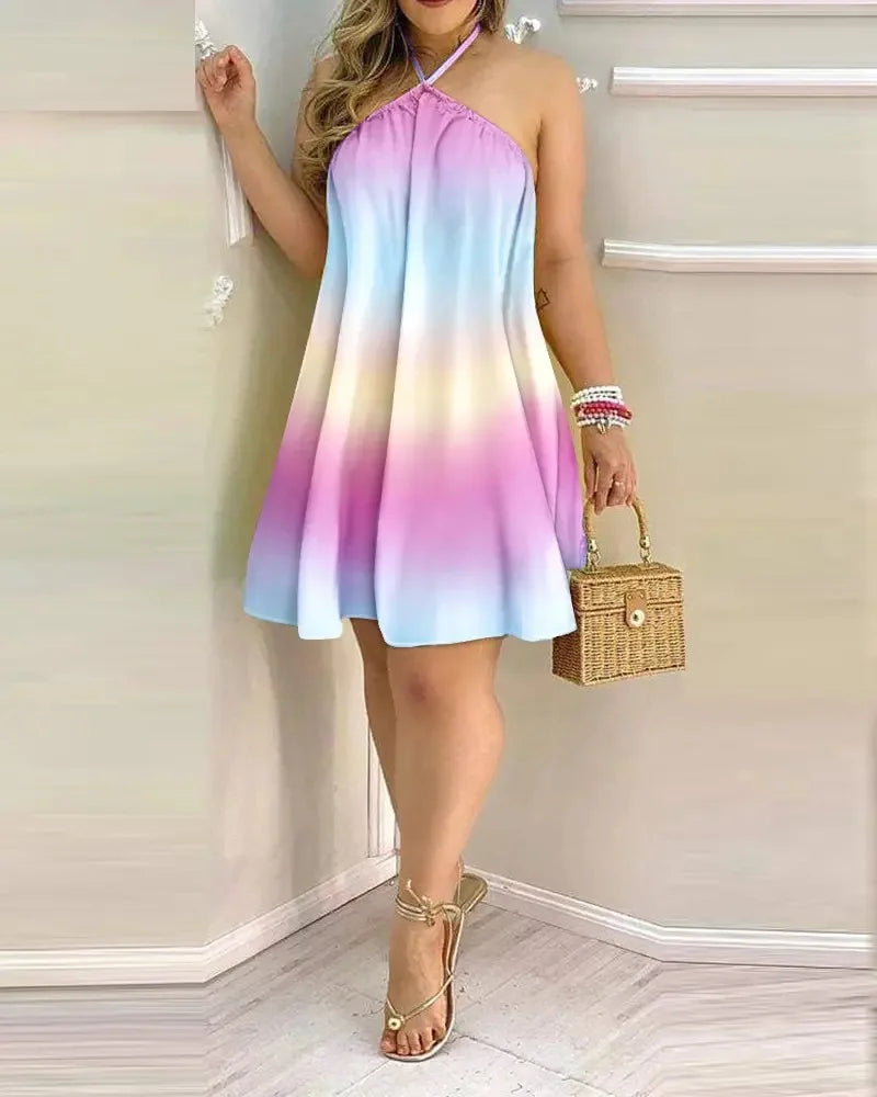 Robe Mini Halter Neck Imprimée Floral