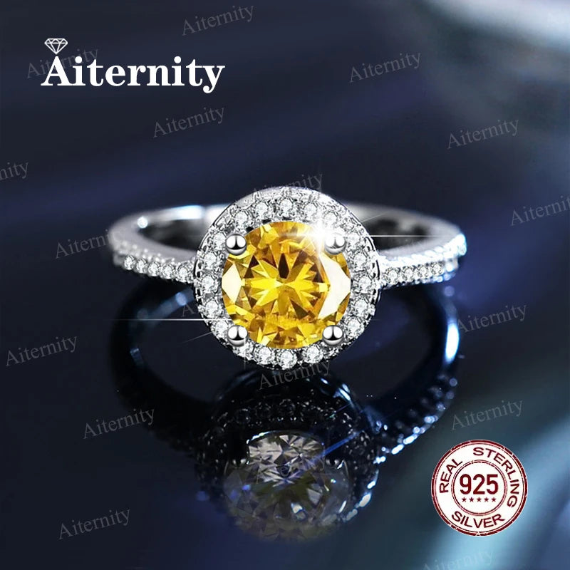 Bague Femme Argent 925 Moissanite & Zircon D VVS1