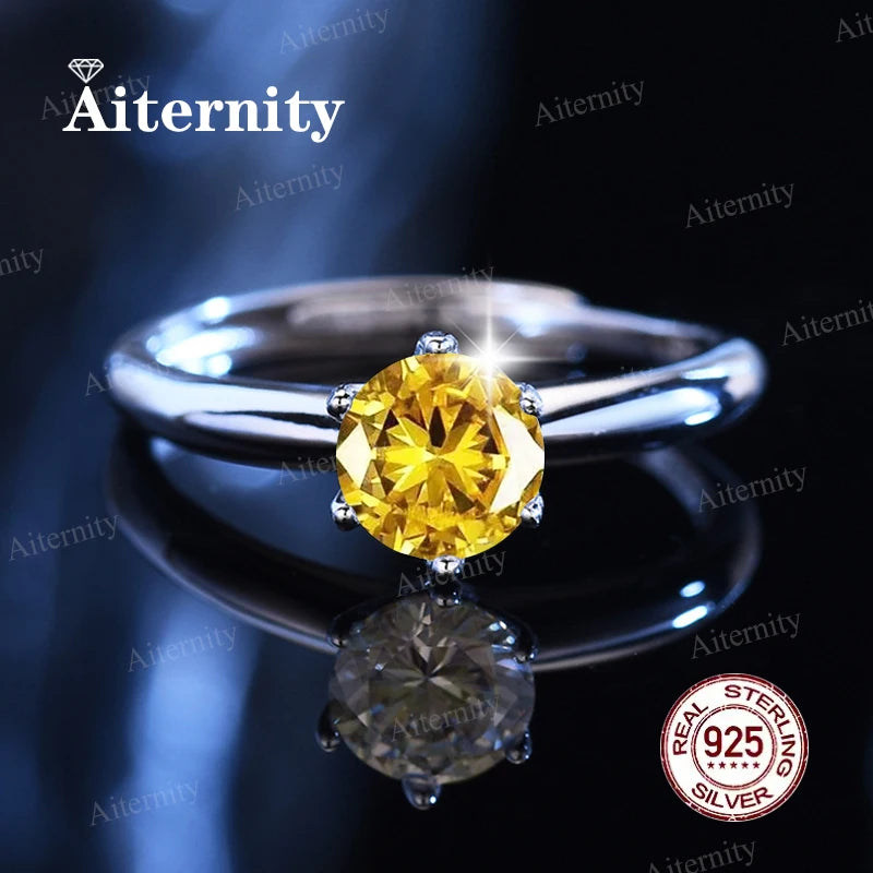 Bague Femme Argent 925 Moissanite & Zircon D VVS1
