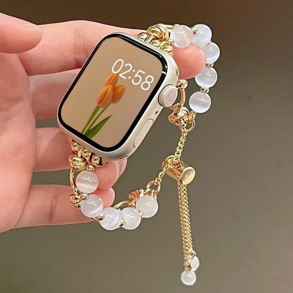 Bracelet Montre Perles & Cristaux – Compatible Apple Watch 38-45mm | 10 Coloris, Ajustable