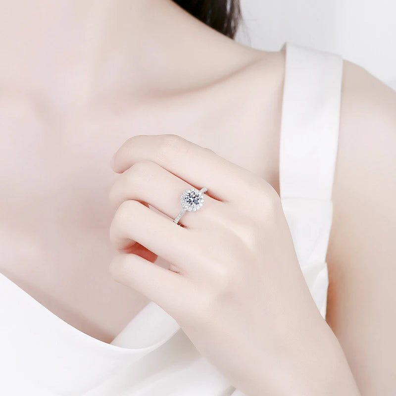 Bague Femme Argent 925 Moissanite & Zircon D VVS1