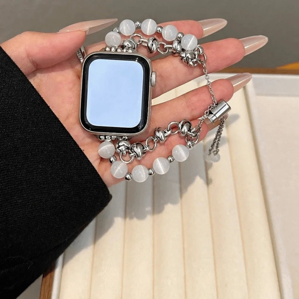 Bracelet Montre Perles & Cristaux – Compatible Apple Watch 38-45mm | 10 Coloris, Ajustable