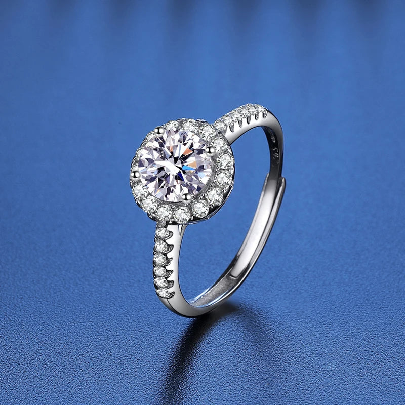 Bague Femme Argent 925 Moissanite & Zircon D VVS1