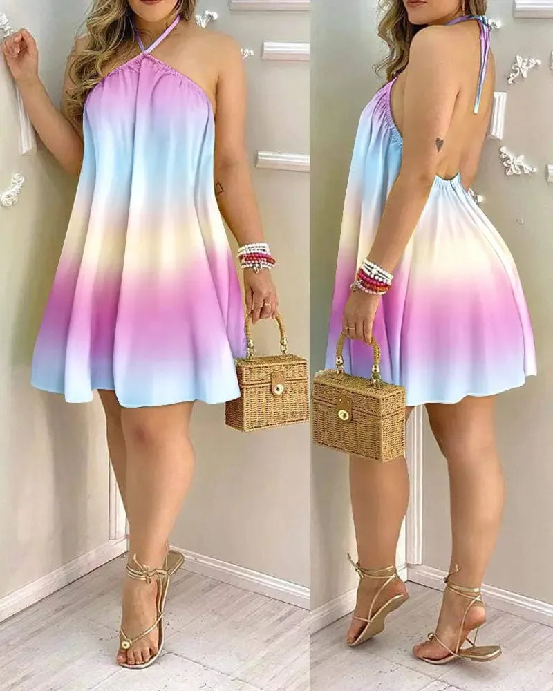 Robe Mini Halter Neck Imprimée Floral