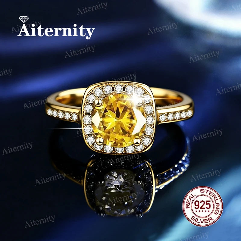Bague Femme Argent 925 Moissanite & Zircon D VVS1