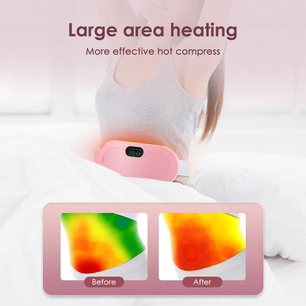 Ceinture Chauffante Menstruelle avec Massage Vibrant – Soulagement Crampes, 5 Températures