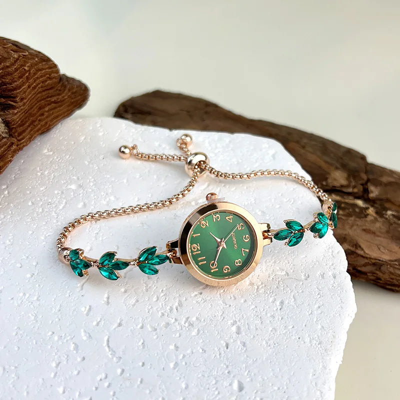 Montre Femme Quartz Élégante Bracelet Alliage Diamants
