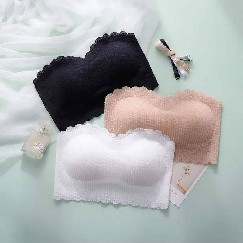 Bralette Sans Armatures Femme – Invisible, Push-Up, Dentelle, Sans Bretelles