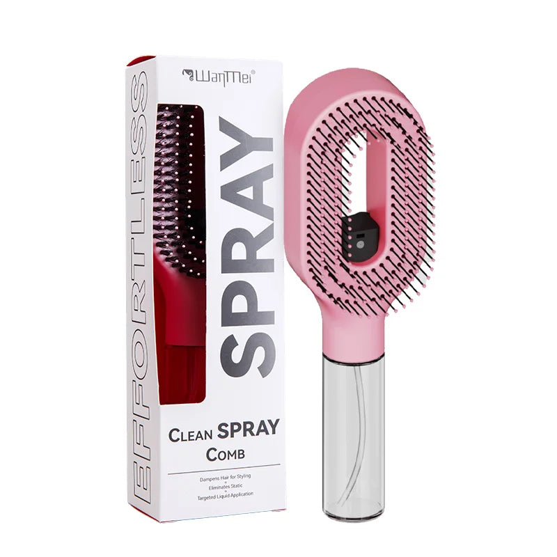 Brosse à Cheveux 2-en-1 avec Spray Brumisateur – Démêlage, Massage Cuir Chevelu & Anti-Statique
