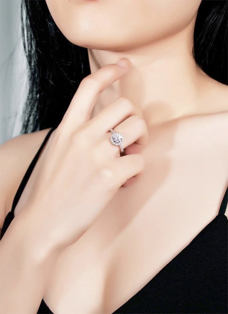 Bague Femme Argent 925 Moissanite & Zircon D VVS1