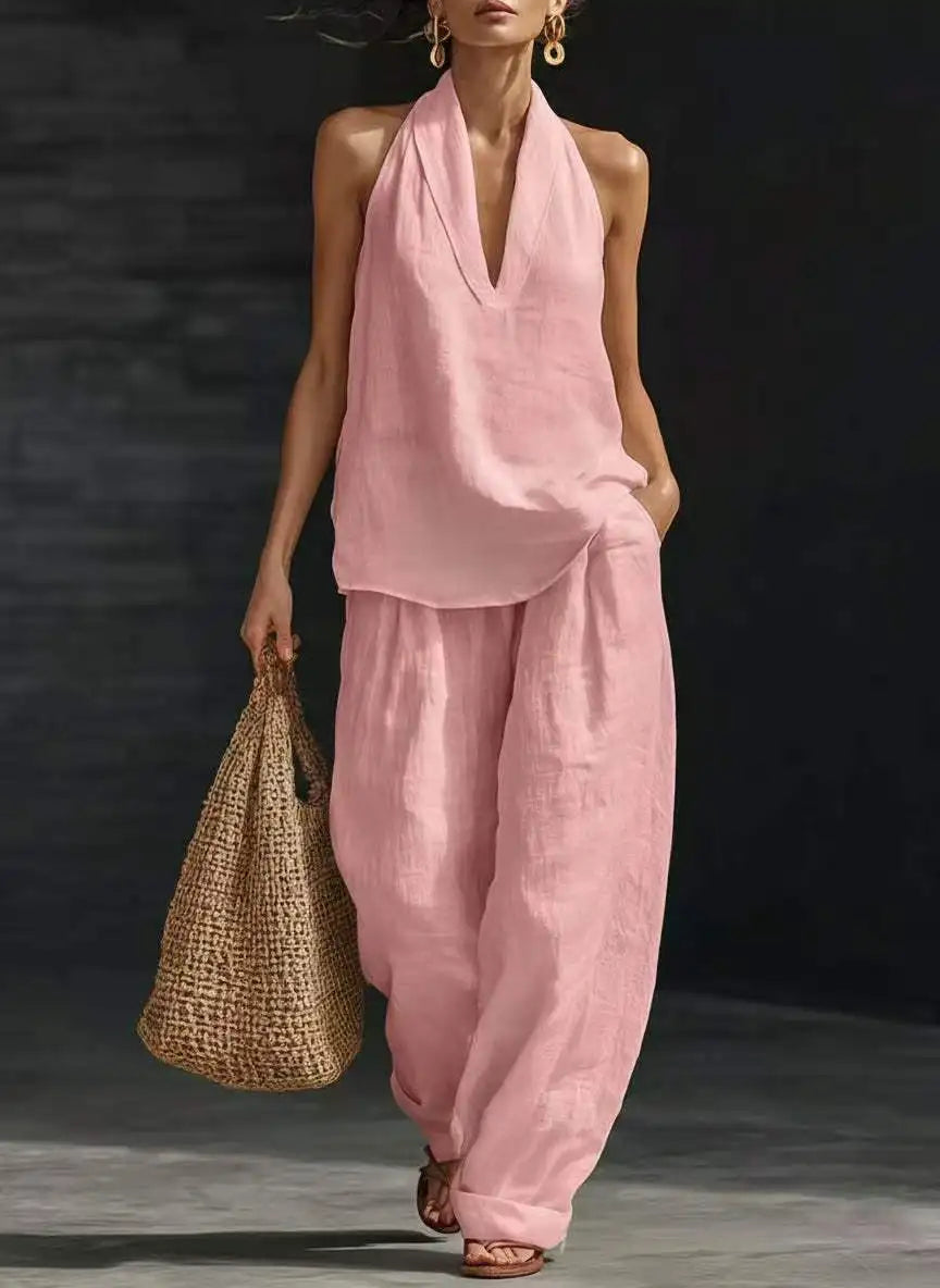 Ensemble 2 Pièces Femme Sans Manches Col V