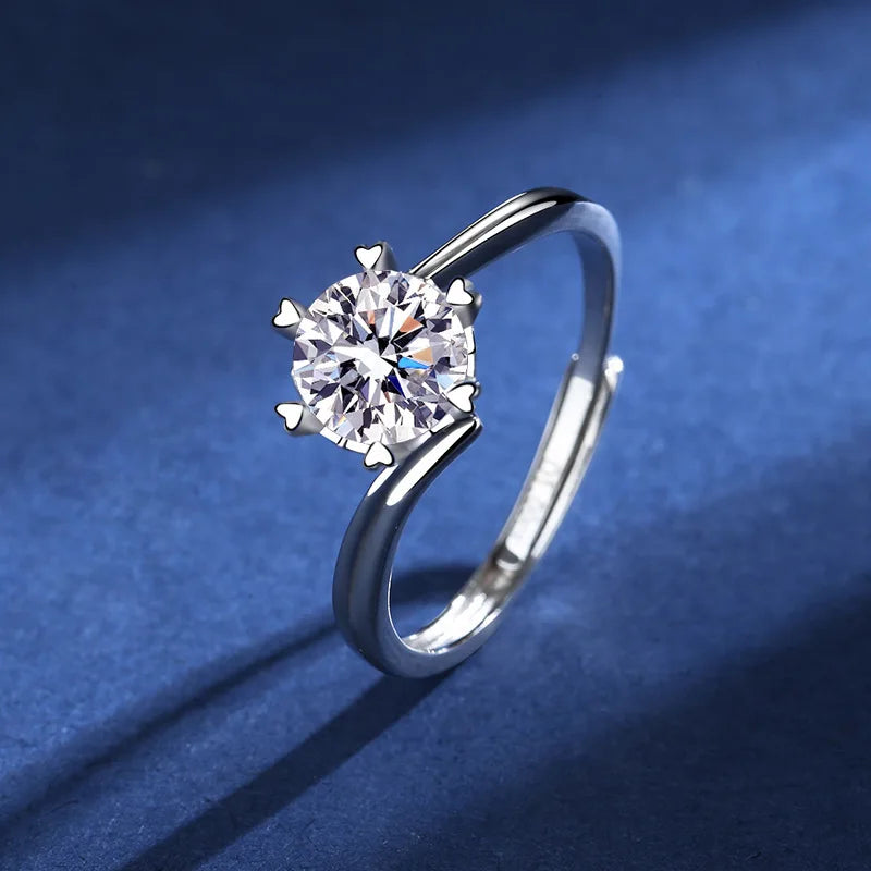 Bague Femme Argent 925 Moissanite & Zircon D VVS1