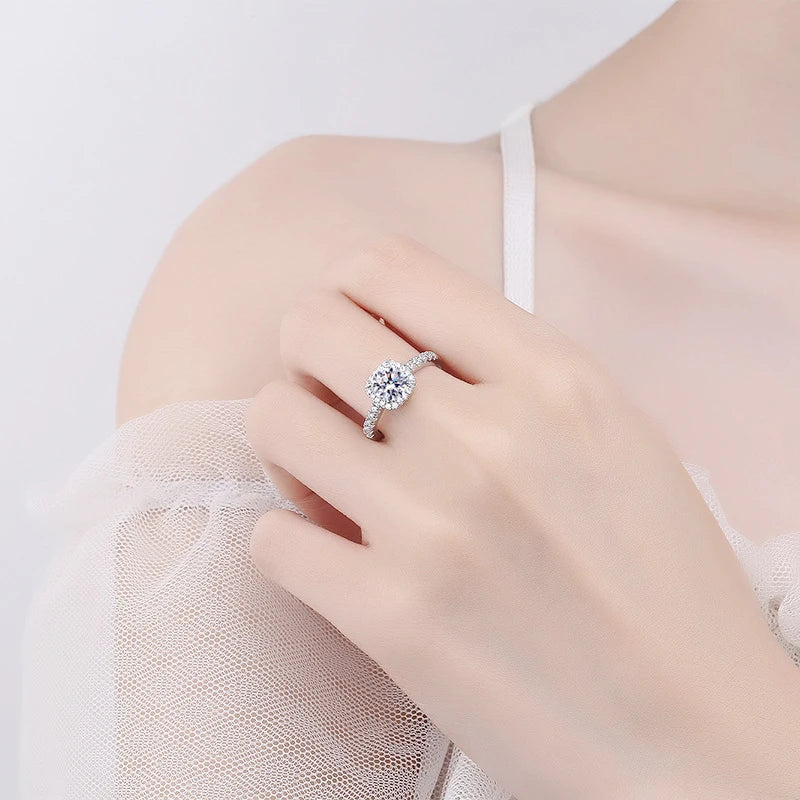 Bague Femme Argent 925 Moissanite & Zircon D VVS1