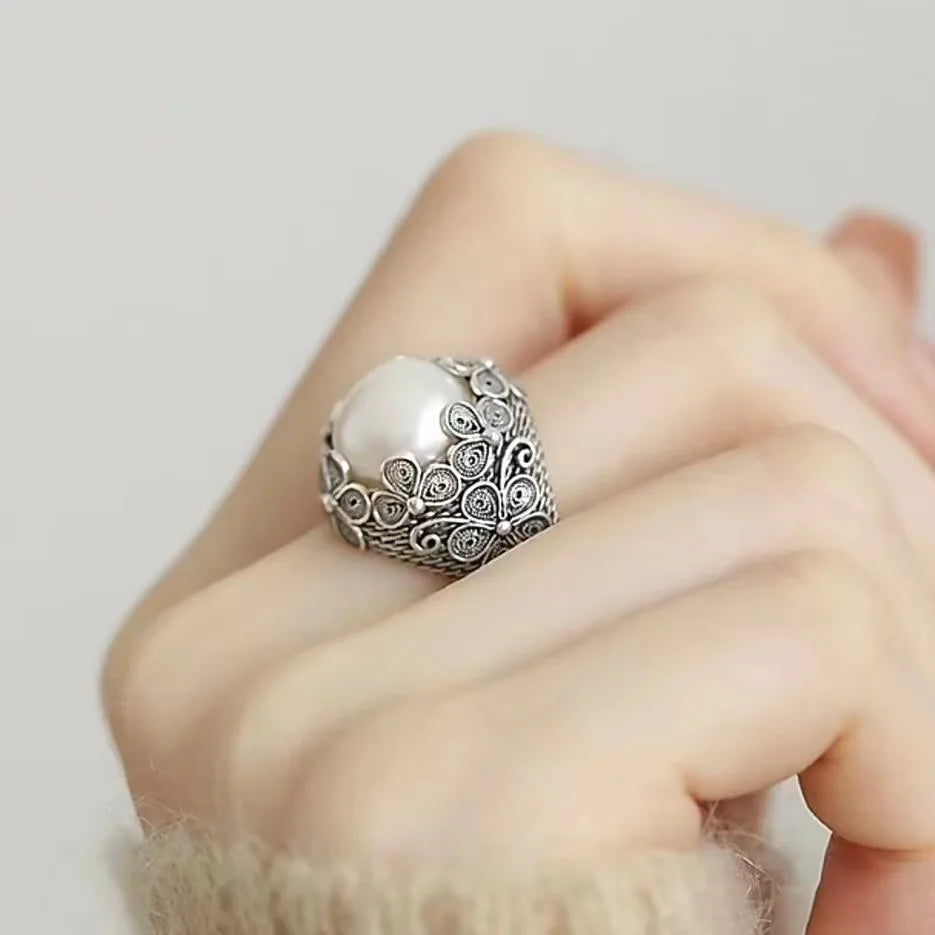 Bague Fleurs Vintage Femme Argent Sterling 925
