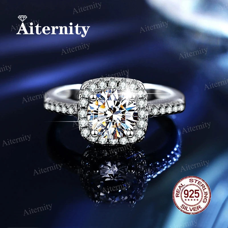 Bague Femme Argent 925 Moissanite & Zircon D VVS1
