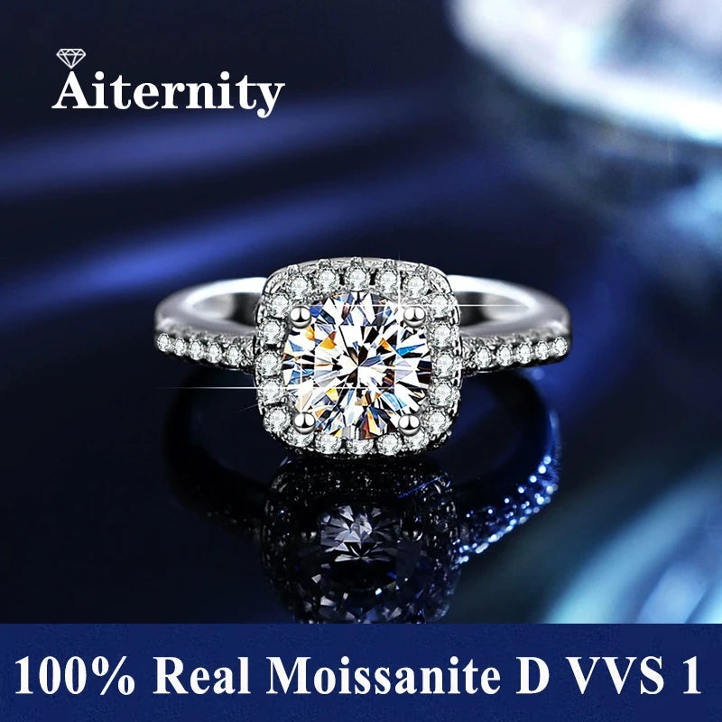 Bague Femme Argent 925 Moissanite & Zircon D VVS1
